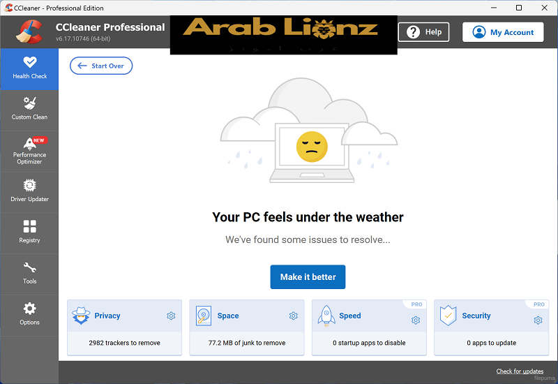 تنزيل برنامج CCleaner Professional 2025 كامل لتنظيف وتسريع الكمبيوتر Arablionz 