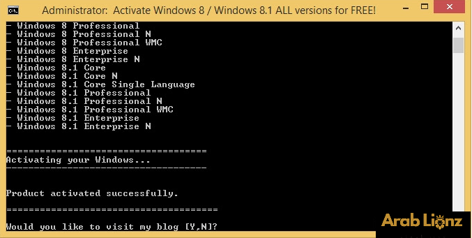 كيفية تفعيل جميع إصدارات Windows 7 و8 و8.1 و10 بشكل دائم Arablionz.org