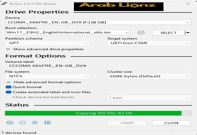 تنزيل Rufus لحرق ونسخ أقراص Windows المضغوطة إلى محرك أقراص فلاش Arablionz.org