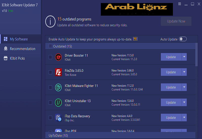 تنزيل برنامج IObit Software Updater Pro النسخة الكاملة للكمبيوتر الشخصي Arablionz.org