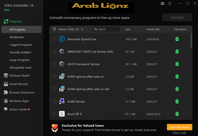 تنزيل برنامج IObit Uninstaller Pro لإزالة البرامج بشكل كامل وتلقائي Arablionz.org