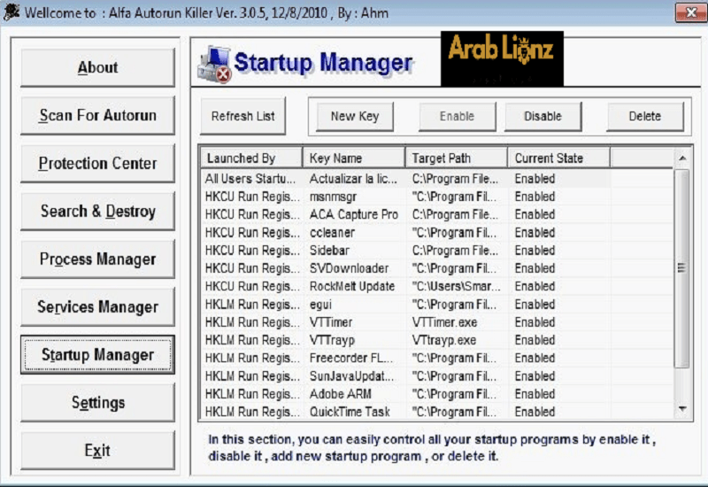 إزالة فيروس التشغيل التلقائي من الفلاشة والقرص الصلب – Autorun Killer (أداة محمولة) Arablionz.org