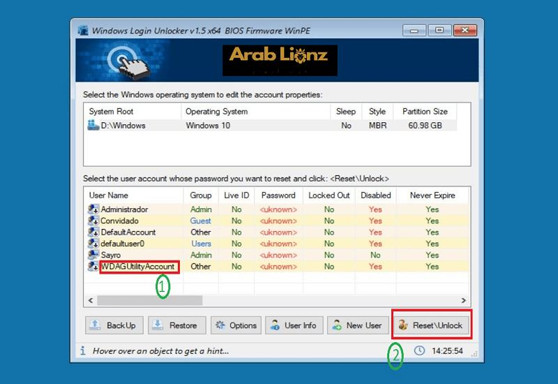 برنامج فتح كلمات مرور ويندوز فتح كلمات مرور ويندوز المنسية بدون تهيئة Arablionz.org